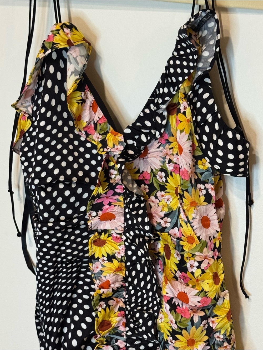 For Love and Lemons Women’s Mochi Shirred Mini Dress Polka Dot Floral Size XS - Picture 5 of 11